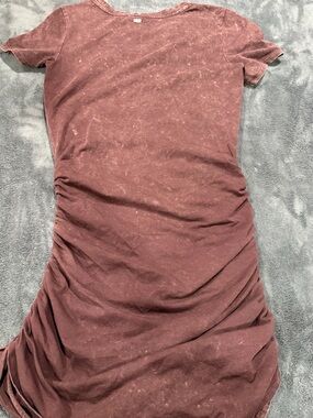 PINK Victoria's Secret Mauve Ruched Short Sleeve Dress